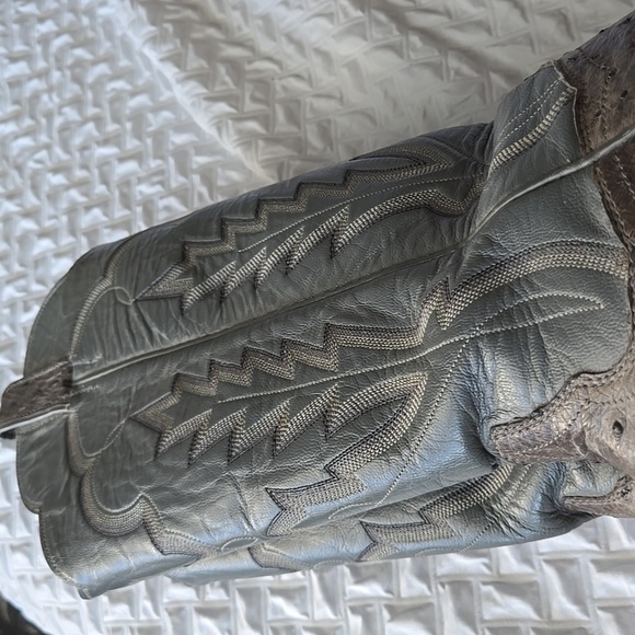 Panhandle Slim Brown and Gray Heeled Boots Genuine Ostrich - Picture 6 of 11